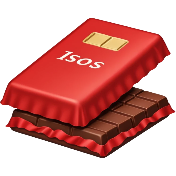 a chocolate bar with half red wrapped emoji