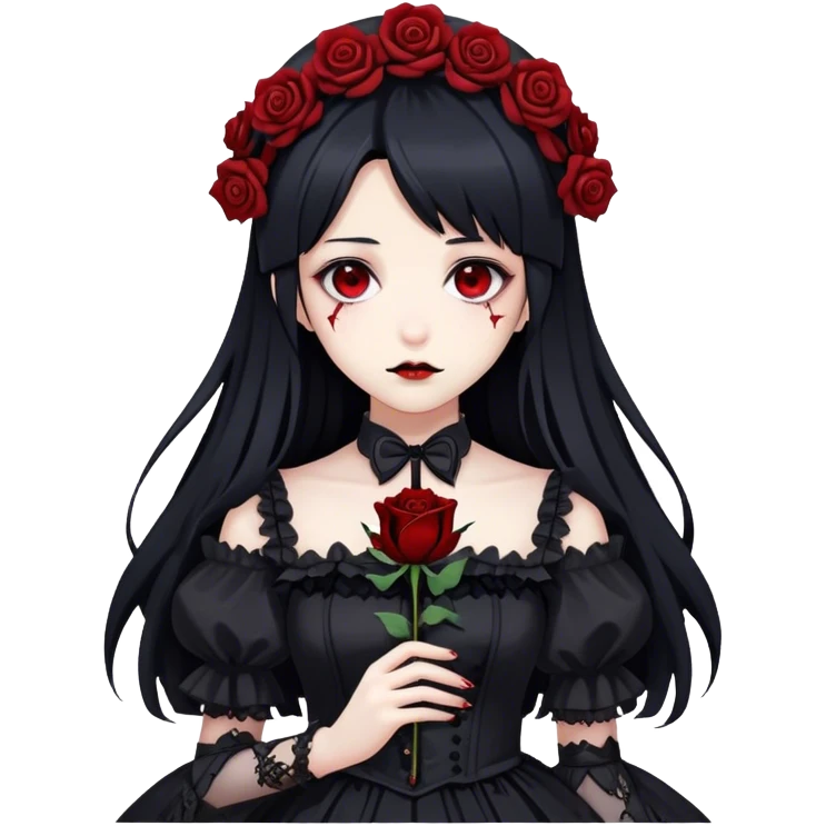 Bloody black rose anime gothic beautiful gorgeous cool edgy lady emoji