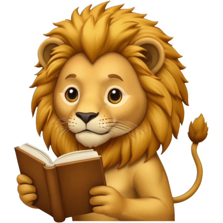 lion reading a book emoji