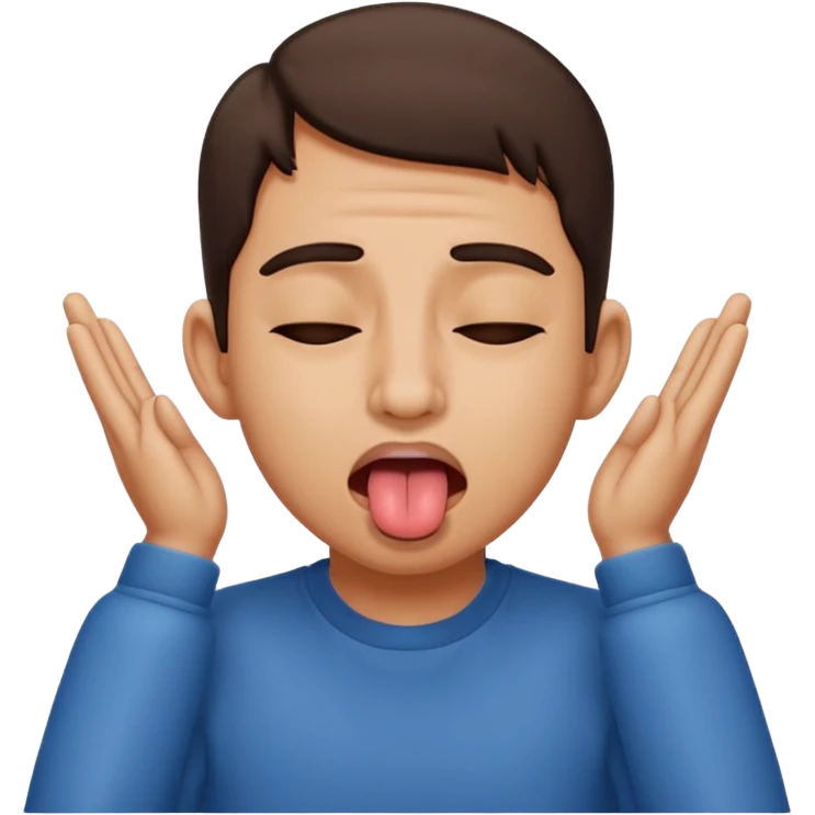 sticking out tongue with shut eyes and hands on ears emoji