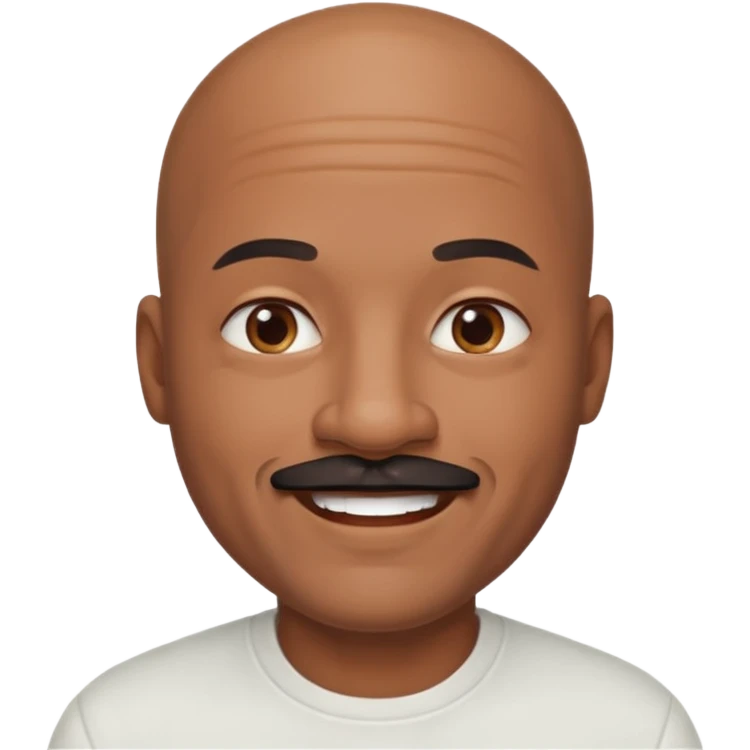 bald black dad with chin mustache smile warmly in white shirt emoji