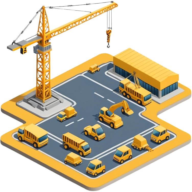 isometric construction site of airport emoji
