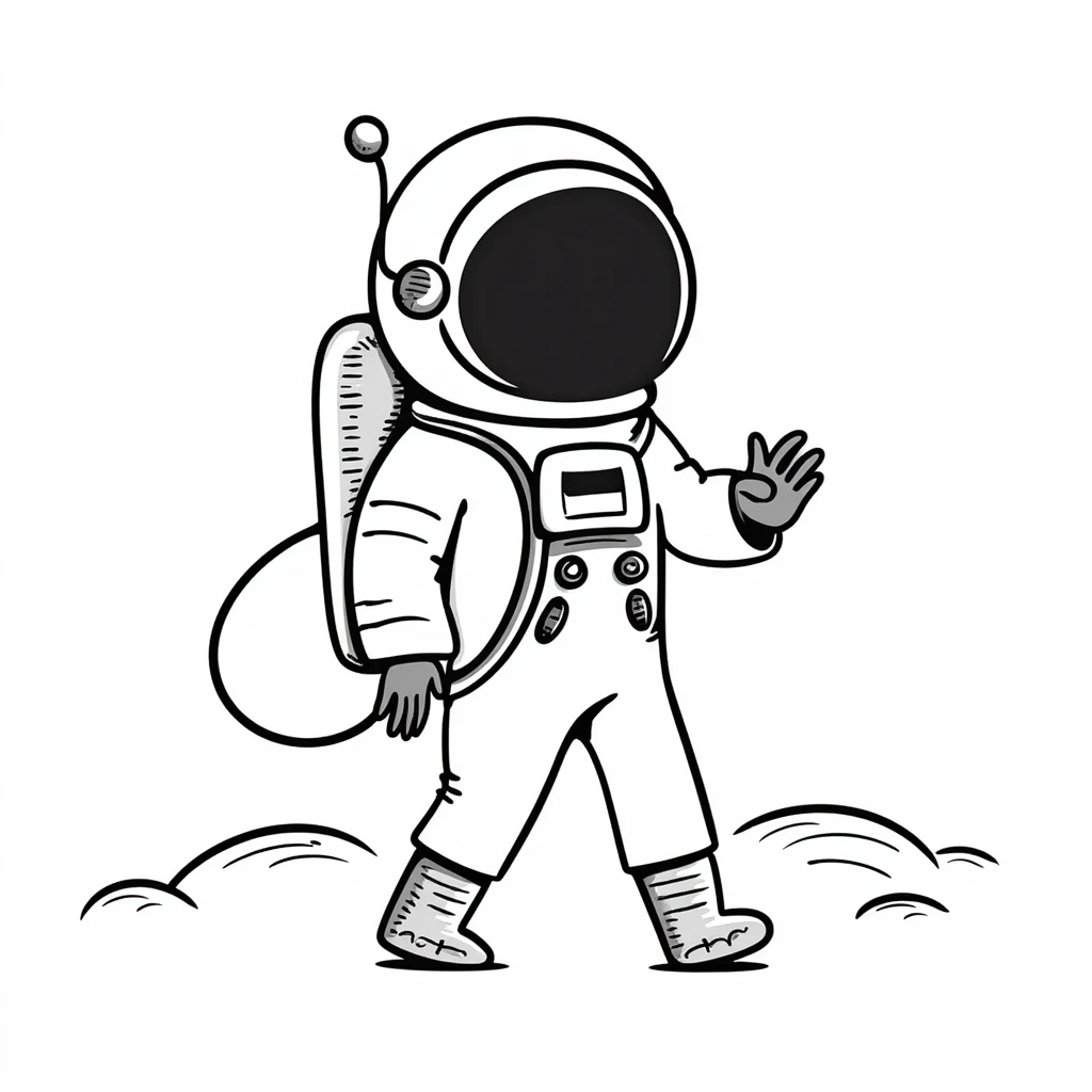 Cosmonaut walking on a planet surface, wearing a spacesuit with Russian flag, light hair and light skin visible through helmet emoji