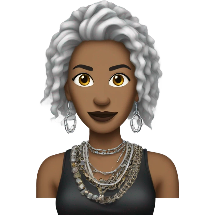 Deborah as a Queen of rock with jewelry emoji