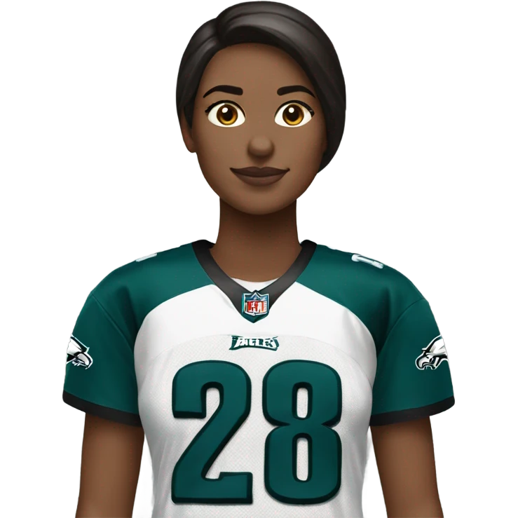 Brunette wearing Philadelphia Eagles jersey emoji