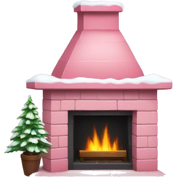 Winter Pink FirePlace, with snow on it emoji