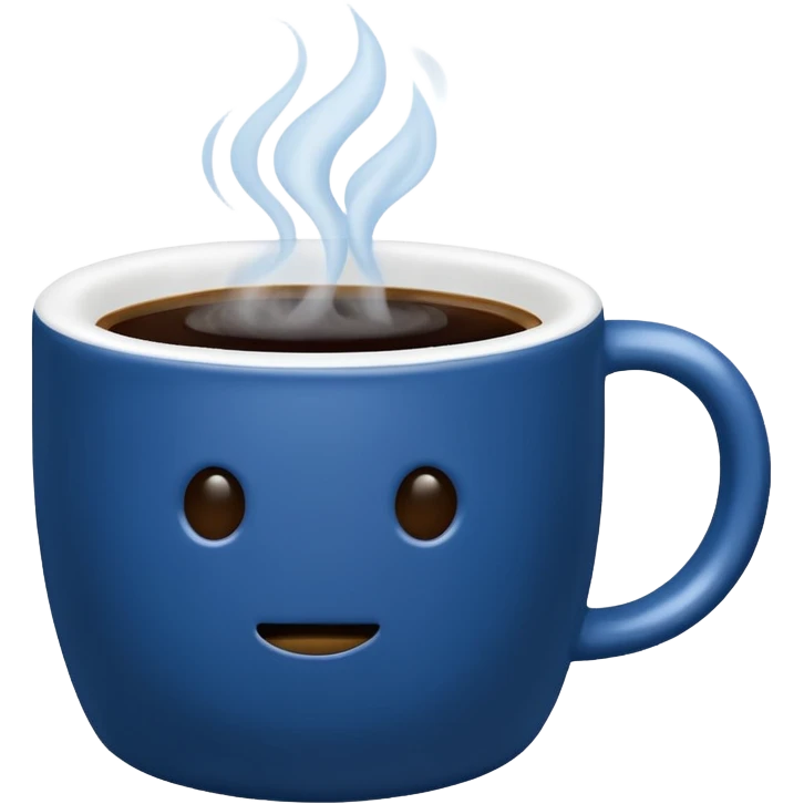 visibly steaming plain blue mug of coffee no face emoji