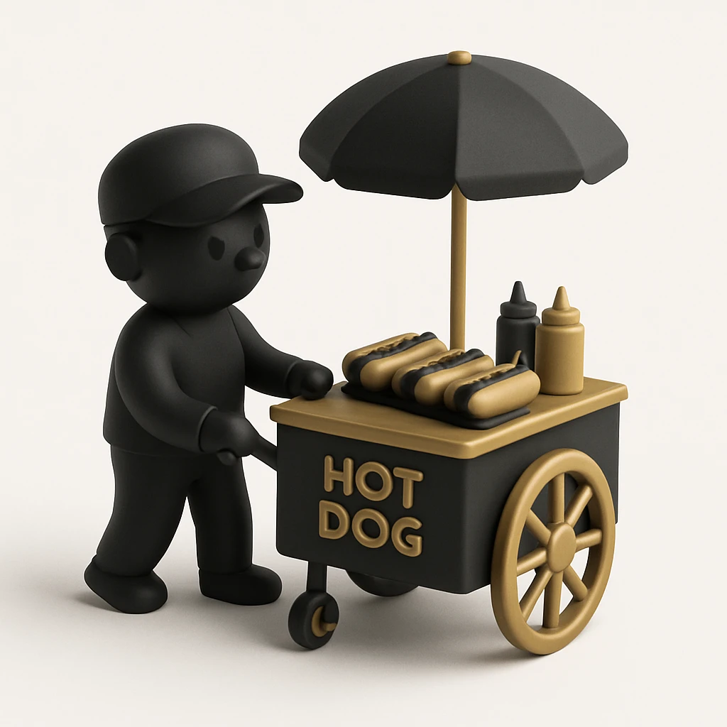 hotdog seller in New York with cart emoji