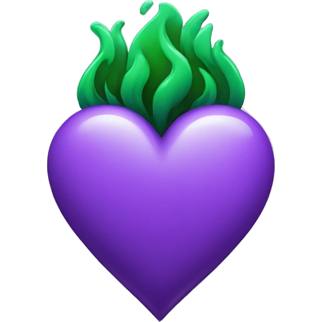 Purple heart with green flame emoji