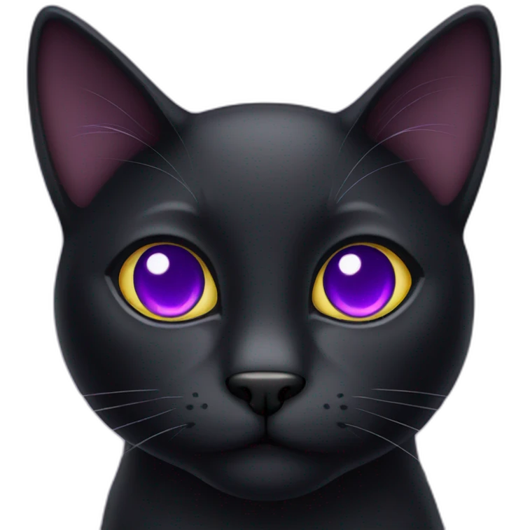 Black cat with purple eyes emoji