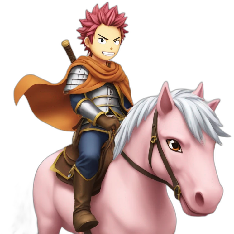 natsu from fairy tail anime riding a horse emoji