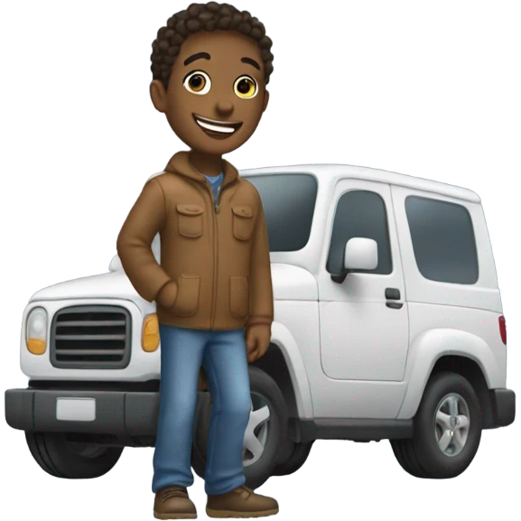 Happy with vehicle emoji