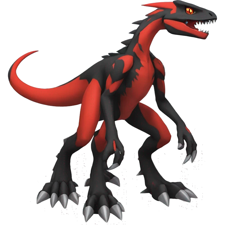  Cool Edgy Black Red Digimon-Fakemon-Guilmon-Velociraptor-Dragon full body emoji