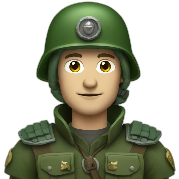 german guy with dark green army helm and raised arm emoji