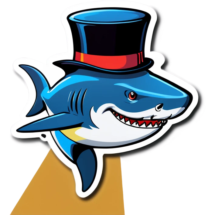 Shark with a top hat emoji