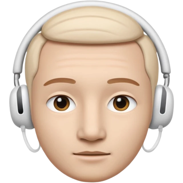 A face exactly like this « 😶 » and wearing airpods max without microphone  emoji