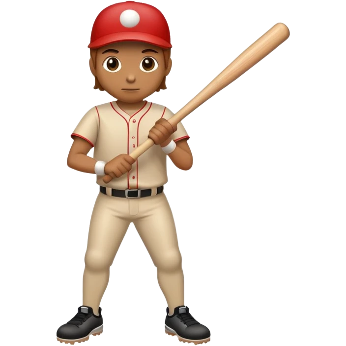 Wood stick that looks like a human and holding a bat emoji