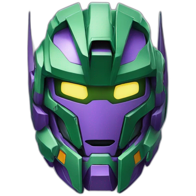 purple and green gundam mecha face emoji