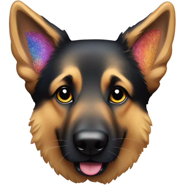 German shepherd with rainbow glitter fur emoji