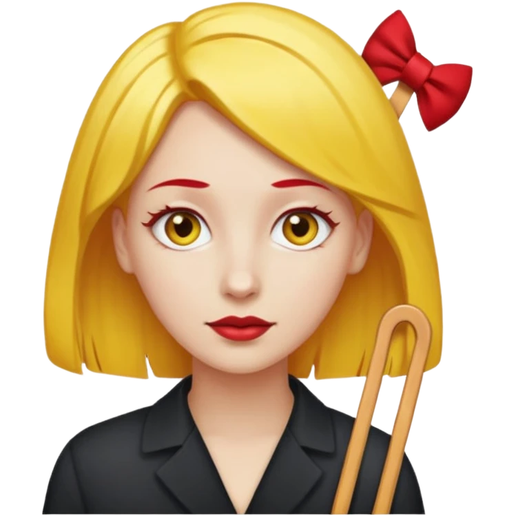 kırmızı toka takan kadın, sarı saçlı emoji