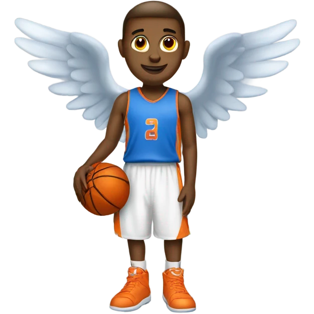 A blue and orange basketball Angel. emoji