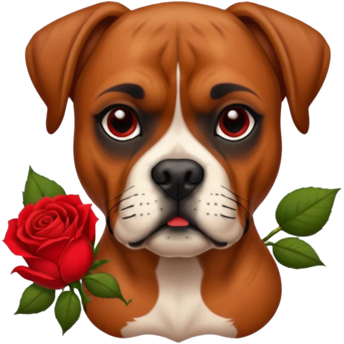 boxer dog with red rose tattoo emoji