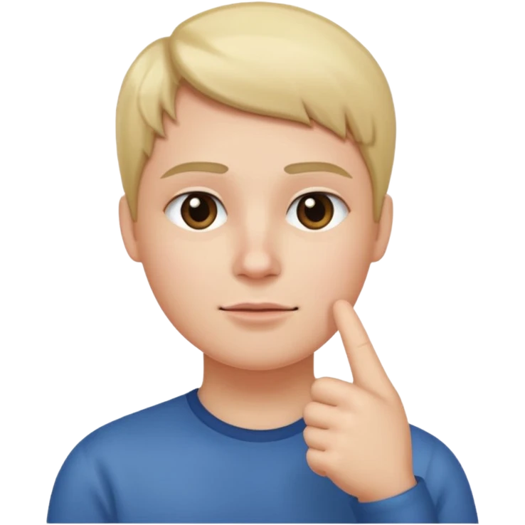 straight face with hand with thumb sticking left right under chin emoji