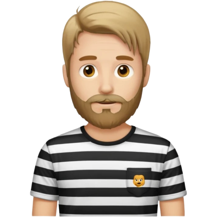 man with long hair and beard wearing vertical striped t-shirt emoji