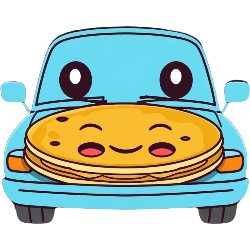 Car eating a pancak emoji