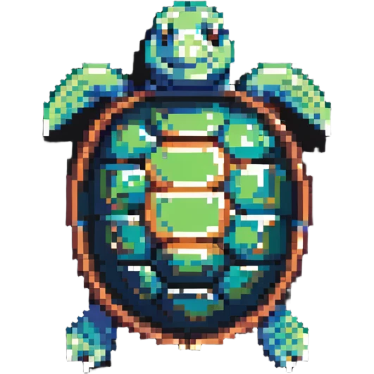 top-down view retro game style turtle emoji
