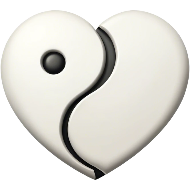 Ying Yang shaped as a heart emoji