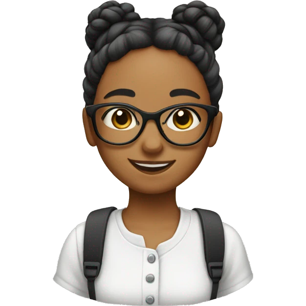 girl ith a hair bun and glasses and braces emoji