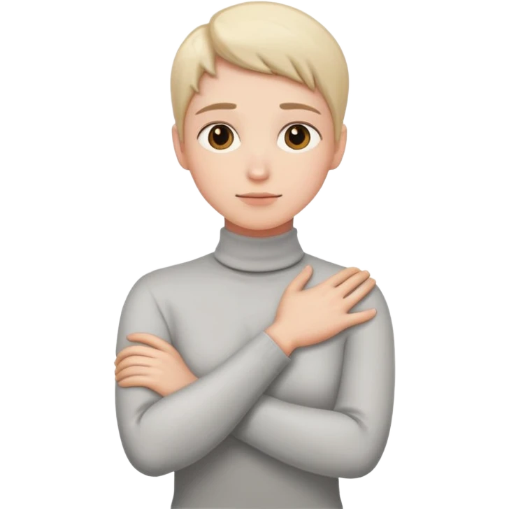 Arms crossed holding neck emoji