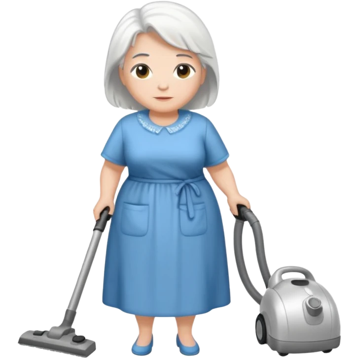 White hair older chubby ed lady vaccum emoji
