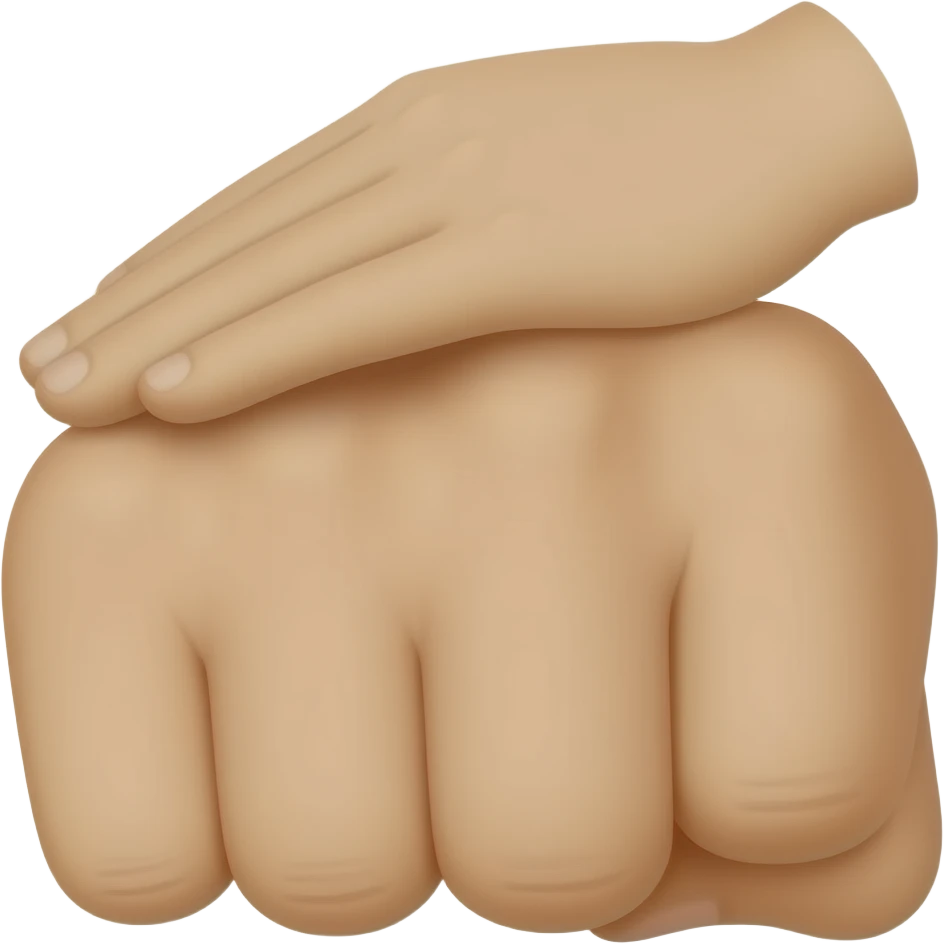 Bir el yumruk diğer el açık avuc kısmı diğer elin üstünde emoji