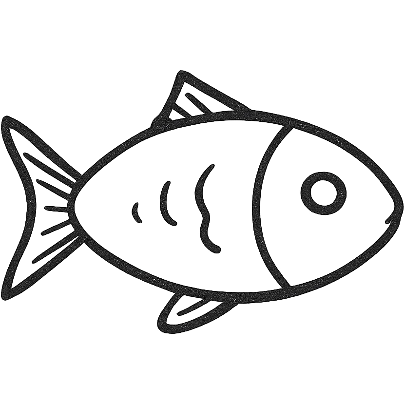 fish, hand-drawn black outline style emoji