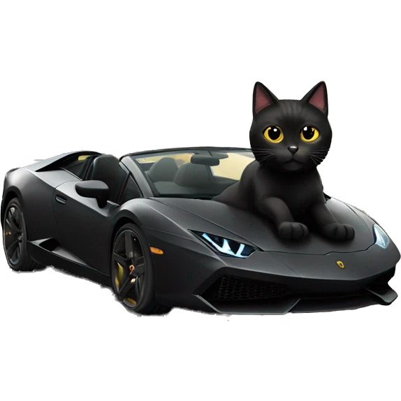 Black Cat driving a Lamborghini  emoji