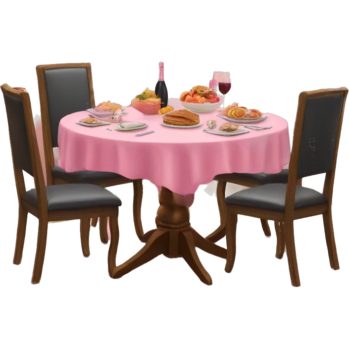 Pink decorated dinning room table with food emoji