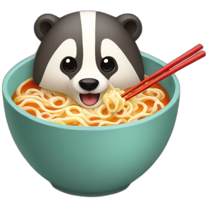 A badger eating ramen emoji