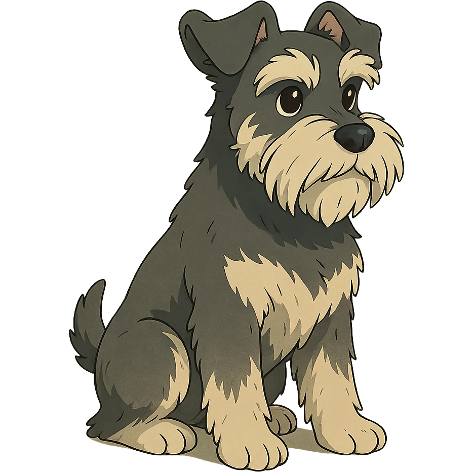 schnauzer dog ghibli style emoji