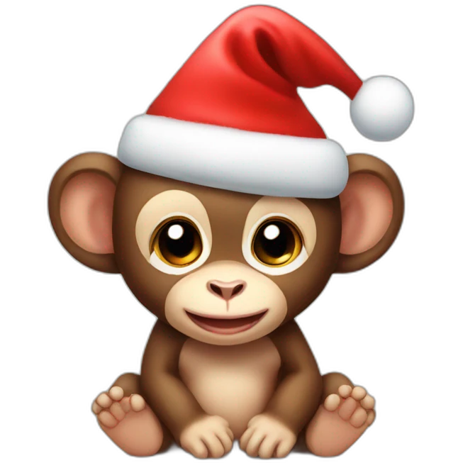 baby monkey with a christmas hat emoji