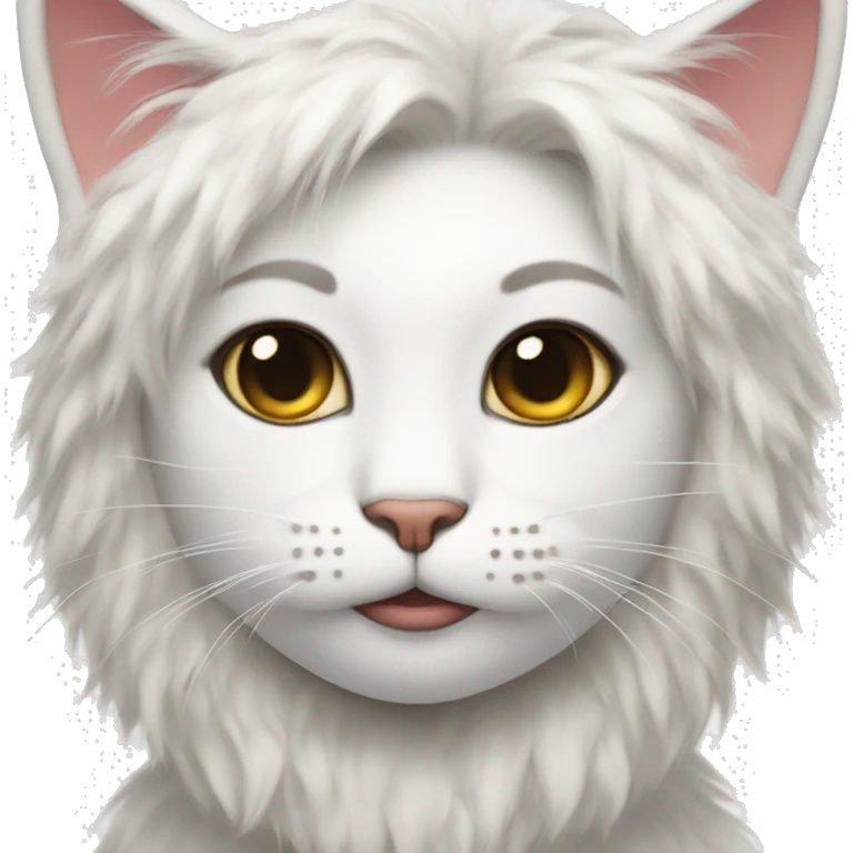 The cat make-up is fluffy white emoji