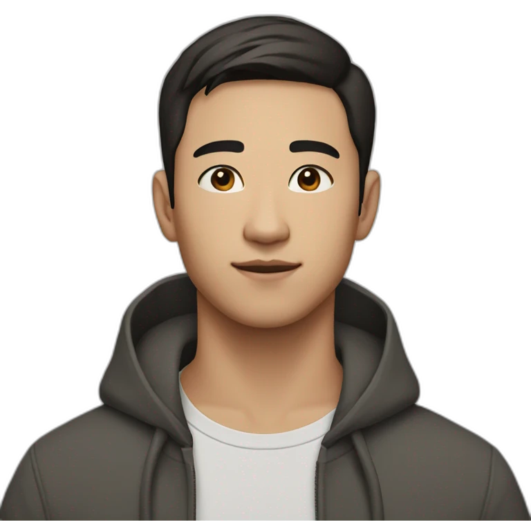 half asian half caucasian 21 year old man with very short dark brown hair emoji