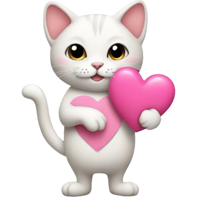 cat holding a pink heart emoji