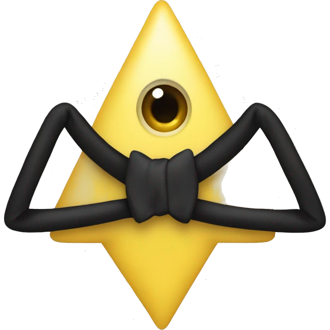 One-eyed yellow triangle with a bow tie, long and thin black arms and legs emoji