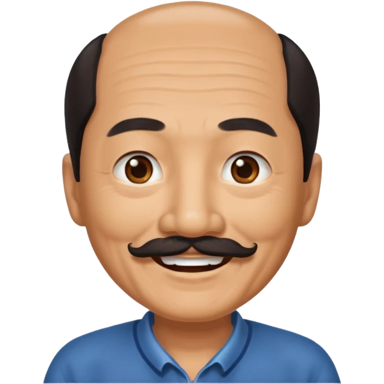 Old Chinese man with dark hair and mustache emoji