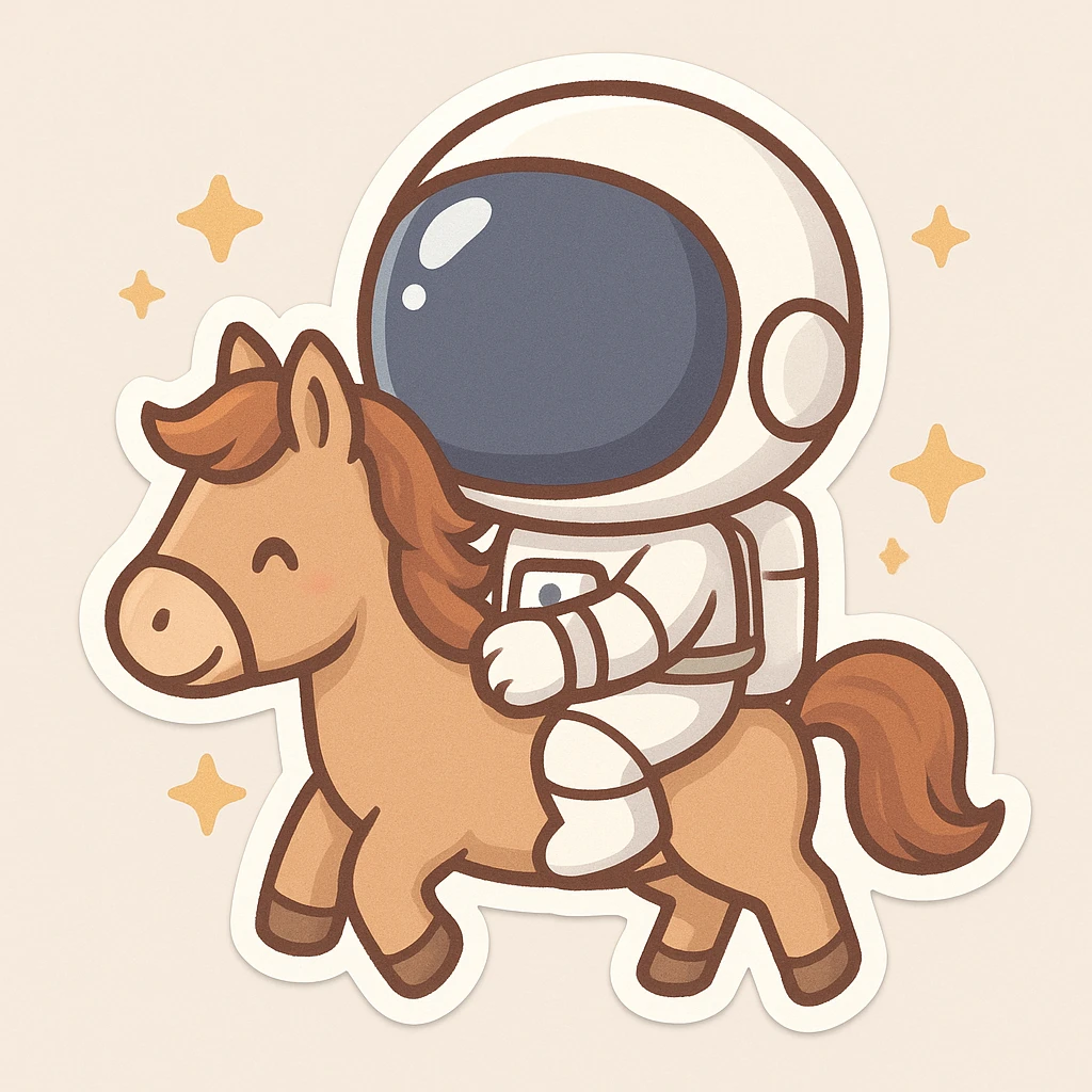 astronaut on horseback with stars in background emoji