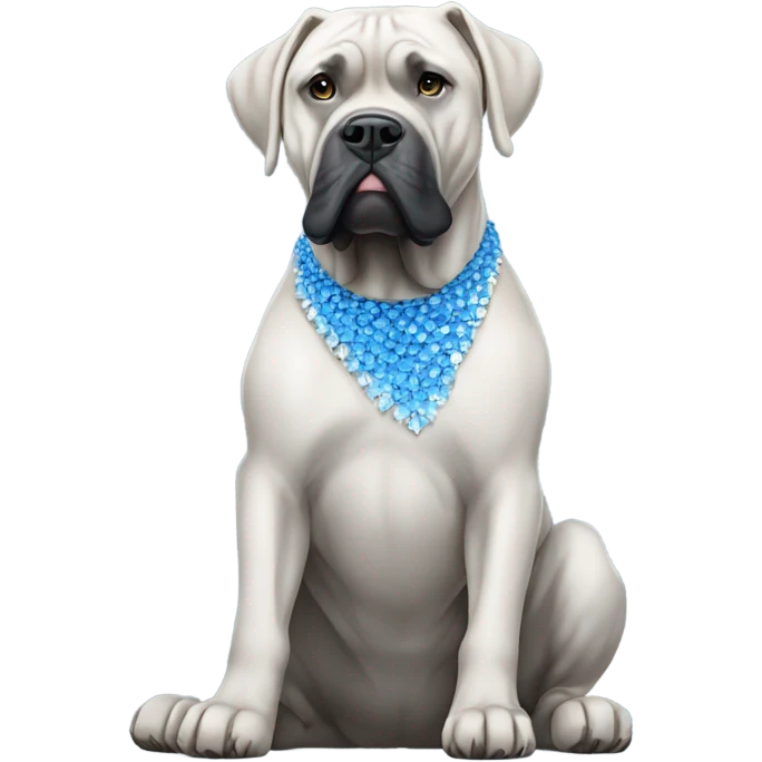 A white and blue Cane Corso sitting on diamonds. emoji