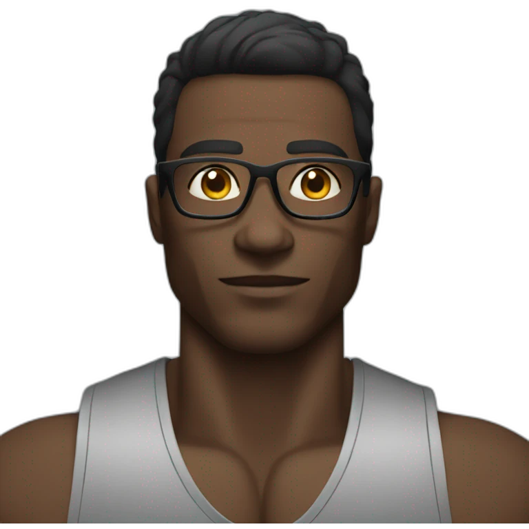 Black muscles man wearing glasses emoji