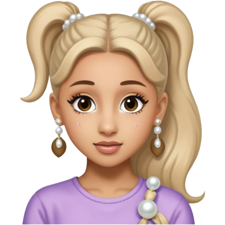 Ariana grande with a pony tail and pearl earrings  emoji